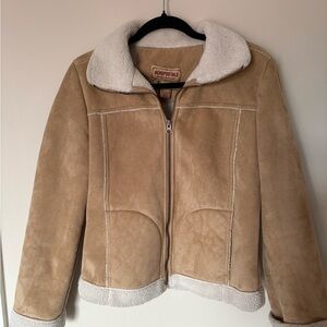 Vintage Aeropostale Tan Sherpa-Lined Jacket